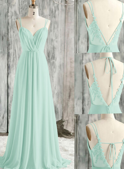 Lace Spaghetti Straps Convertible Bridesmaid Dresses (3 Styles To Wear)