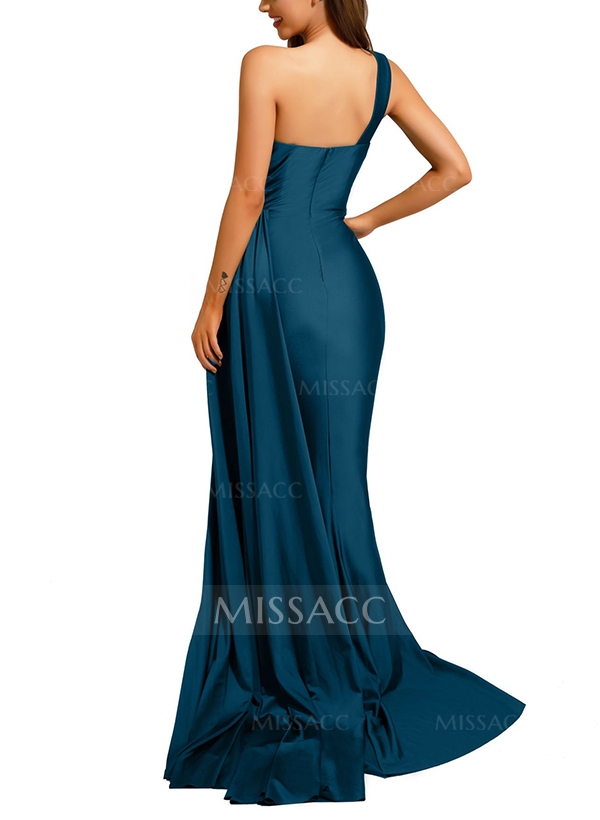 Trumpet/Mermaid One-Shoulder Silk Like Satin Bridesmaid Dresses