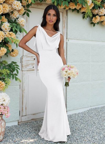 Cowl Neck Sleeveless Floor-Length Bridesmaid Dresses