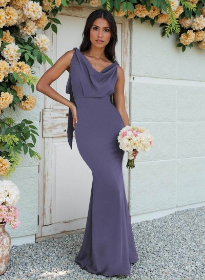 Cowl Neck Sleeveless Floor-Length Bridesmaid Dresses