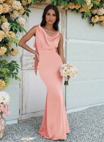 Cowl Neck Sleeveless Floor-Length Bridesmaid Dresses