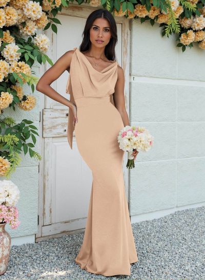 Cowl Neck Sleeveless Floor-Length Bridesmaid Dresses