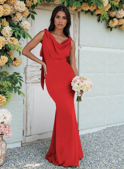 Cowl Neck Sleeveless Floor-Length Bridesmaid Dresses Cowl Neck Sleeveless Floor-Length Bridesmaid Dresses