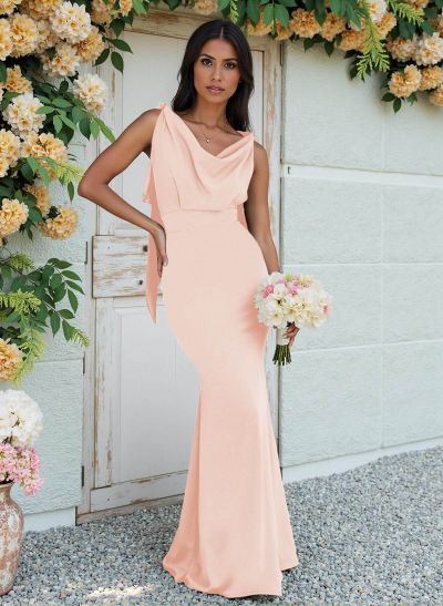 Cowl Neck Sleeveless Floor-Length Bridesmaid Dresses