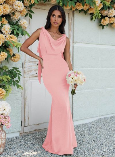 Cowl Neck Sleeveless Floor-Length Bridesmaid Dresses