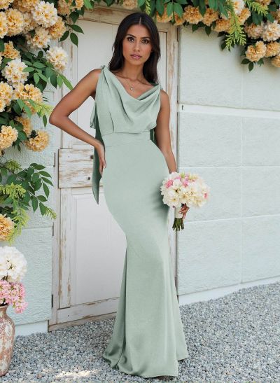 Cowl Neck Sleeveless Floor-Length Bridesmaid Dresses