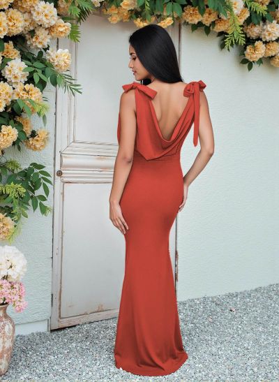 Cowl Neck Sleeveless Floor-Length Bridesmaid Dresses