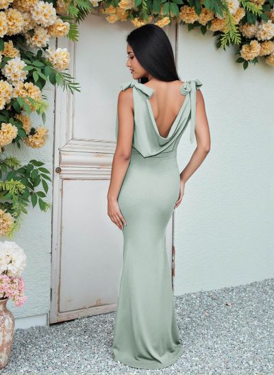 Cowl Neck Sleeveless Floor-Length Bridesmaid Dresses