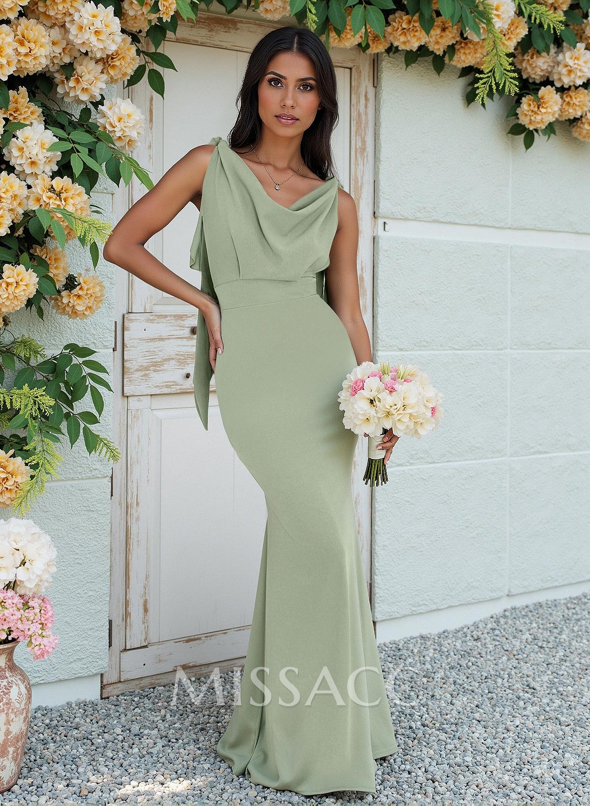 Cowl Neck Sleeveless Floor-Length Bridesmaid Dresses Cowl Neck Sleeveless Floor-Length Bridesmaid Dresses