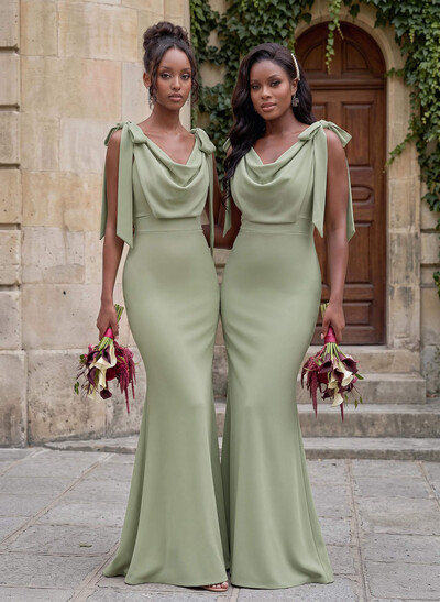 Cowl Neck Sleeveless Floor-Length Bridesmaid Dresses