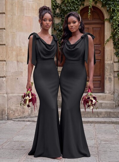 Cowl Neck Sleeveless Floor-Length Bridesmaid Dresses