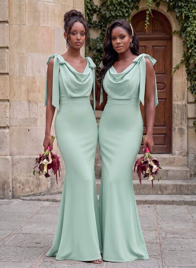 Cowl Neck Sleeveless Floor-Length Bridesmaid Dresses