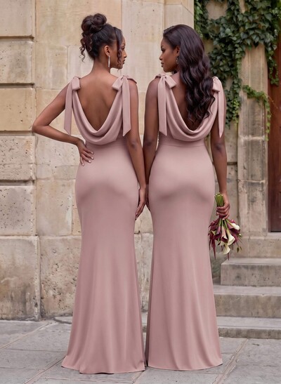 Cowl Neck Sleeveless Floor-Length Bridesmaid Dresses