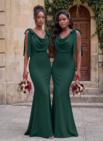 Cowl Neck Sleeveless Floor-Length Bridesmaid Dresses