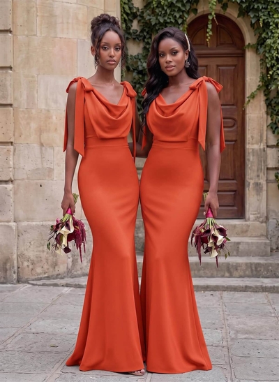 Cowl Neck Sleeveless Floor-Length Bridesmaid Dresses