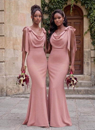 Cowl Neck Sleeveless Floor-Length Bridesmaid Dresses