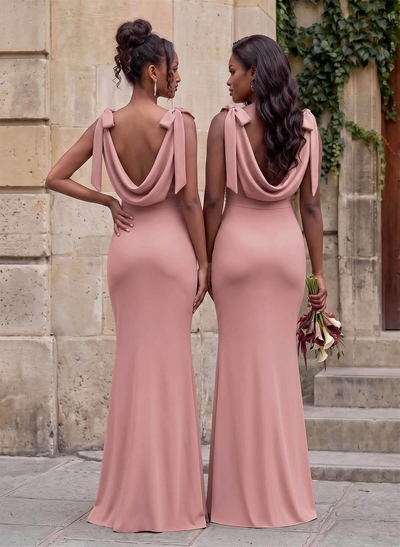 Cowl Neck Sleeveless Floor-Length Bridesmaid Dresses