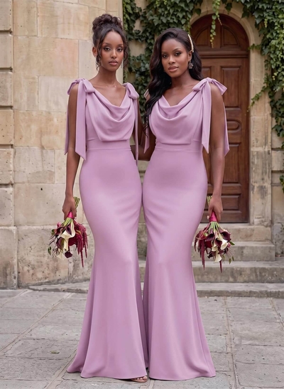 Cowl Neck Sleeveless Floor-Length Bridesmaid Dresses