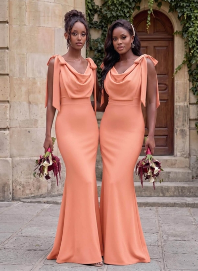 Cowl Neck Sleeveless Floor-Length Bridesmaid Dresses