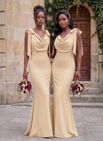 Cowl Neck Sleeveless Floor-Length Bridesmaid Dresses