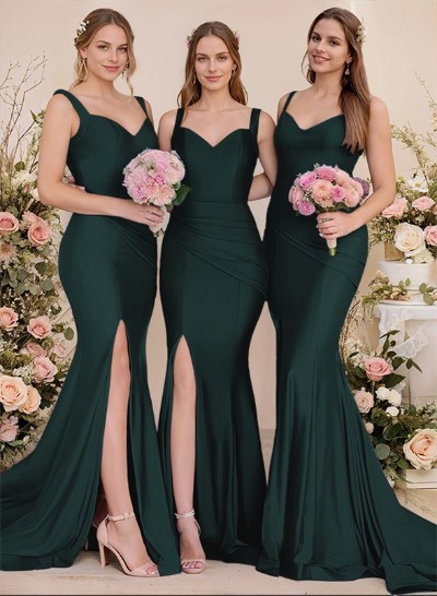 Trumpet/Mermaid Sweetheart Bridesmaid Dresses With Split Front