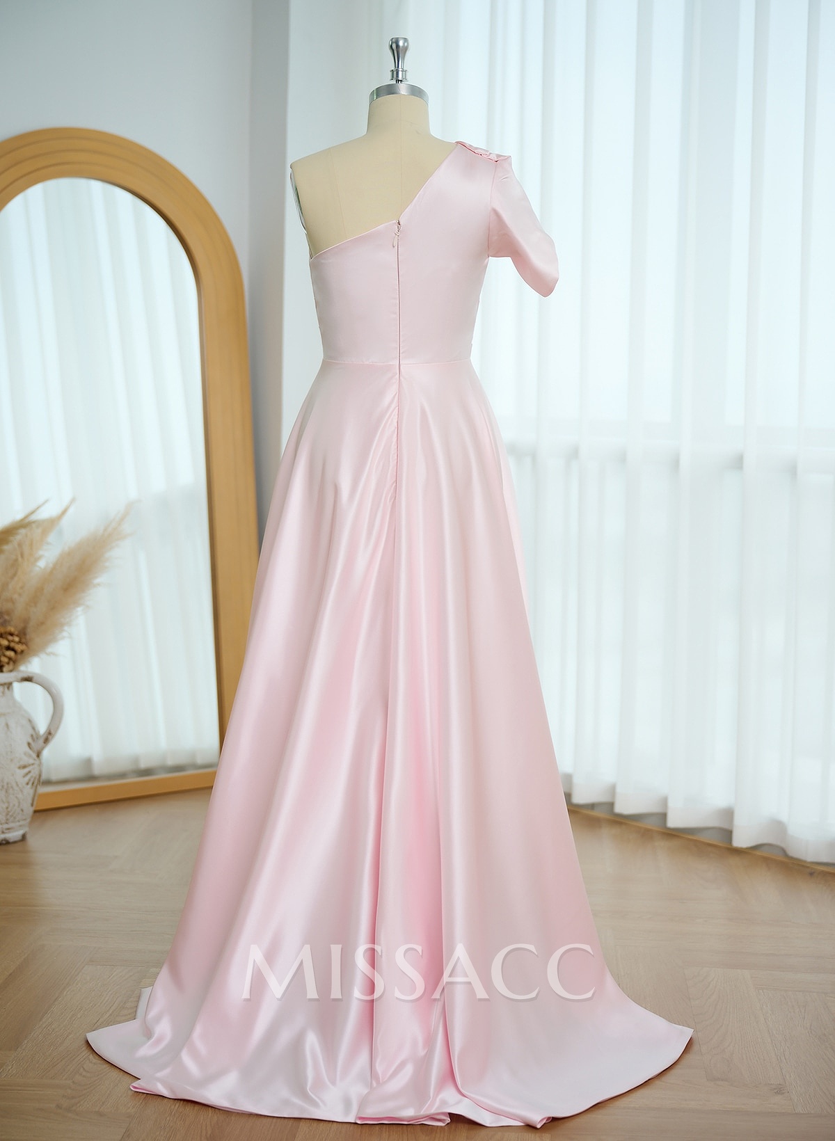 Simple One-Shoulder A-Line Satin Evening Dresses
