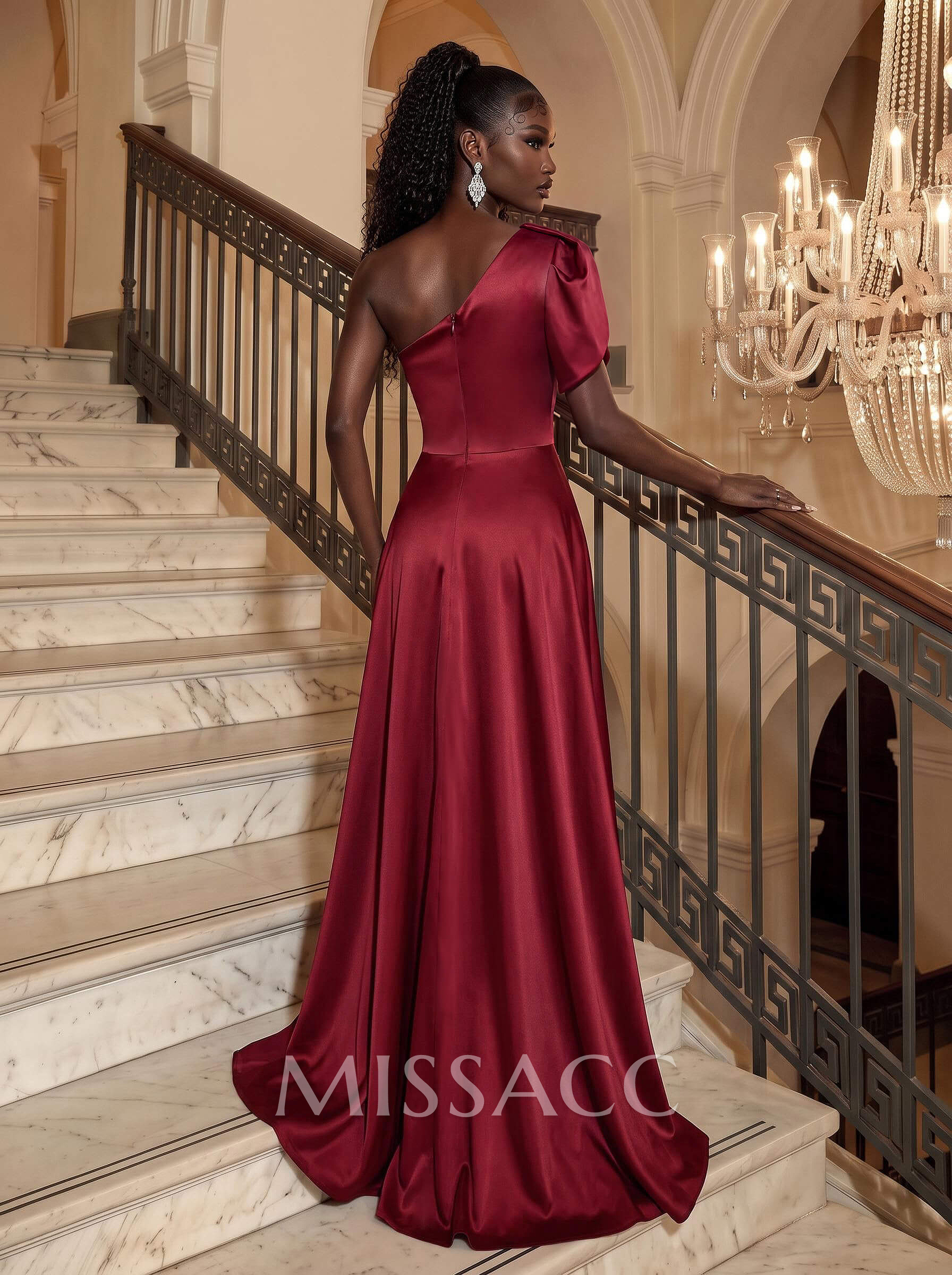 Simple One-Shoulder A-Line Satin Evening Dresses Simple One-Shoulder A-Line Satin Evening Dresses