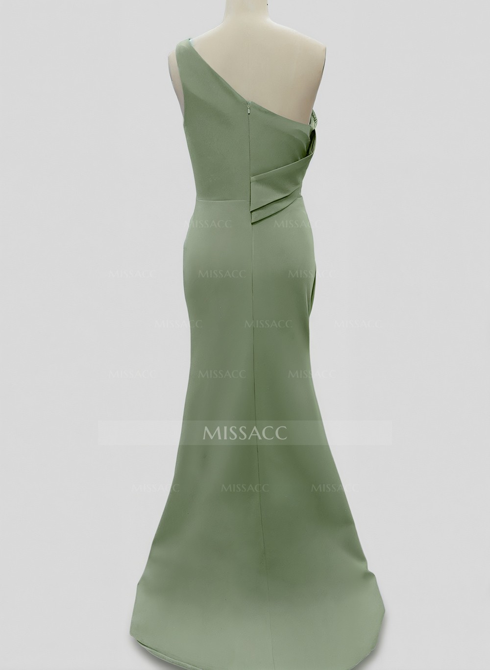 Sheath One-Shoulder Sleeveless Sweep Train Elastic Satin Evening Dresses