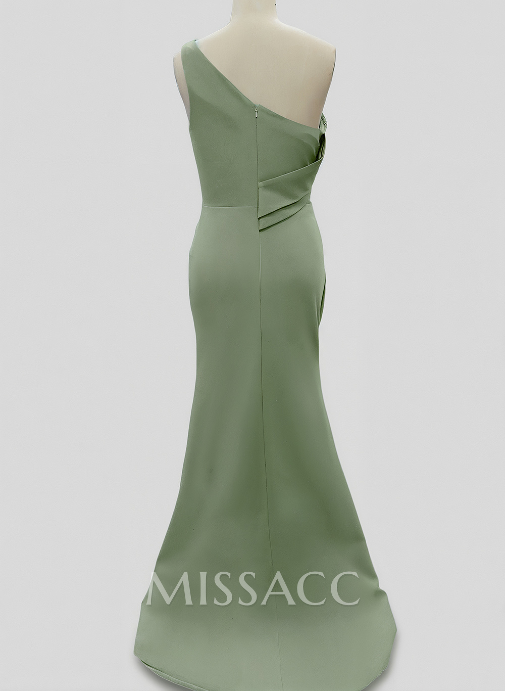 Sheath One-Shoulder Sleeveless Sweep Train Crepe Satin Evening Dresses Sheath One-Shoulder Sleeveless Sweep Train Crepe Satin Evening Dresses