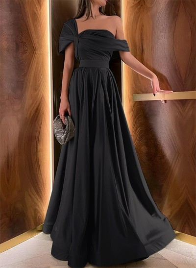 A-Line Sleeveless Sweep Train Simple Evening Dresses