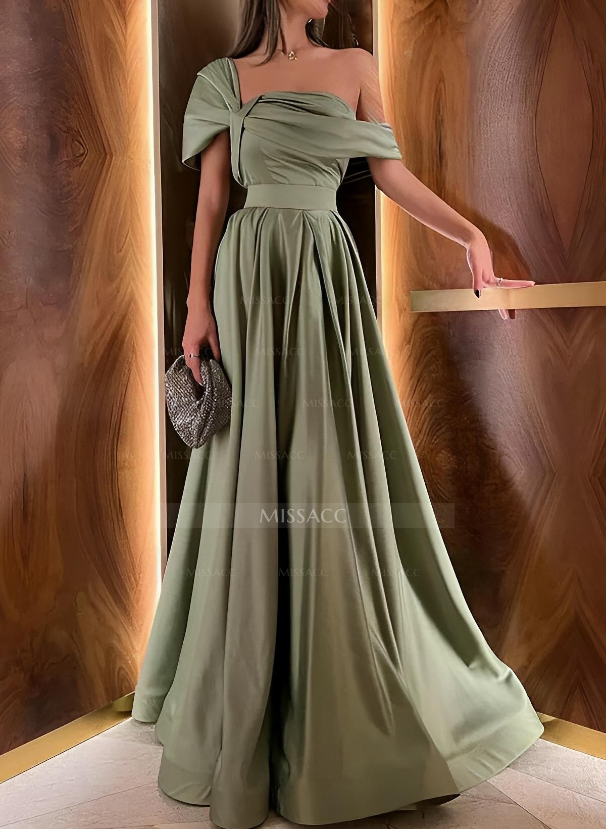 A-Line Sleeveless Sweep Train Simple Evening Dresses