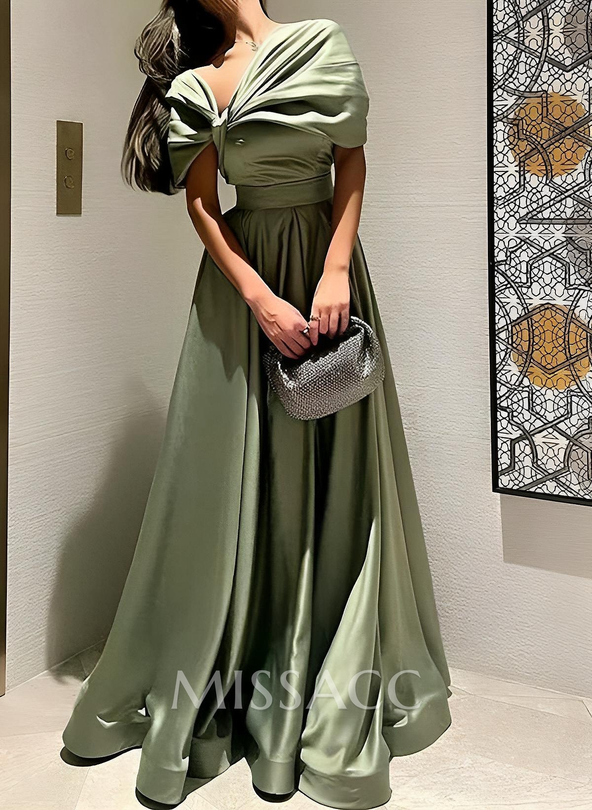 A-Line Sleeveless Sweep Train Simple Evening Dresses A-Line Sleeveless Sweep Train Simple Evening Dresses