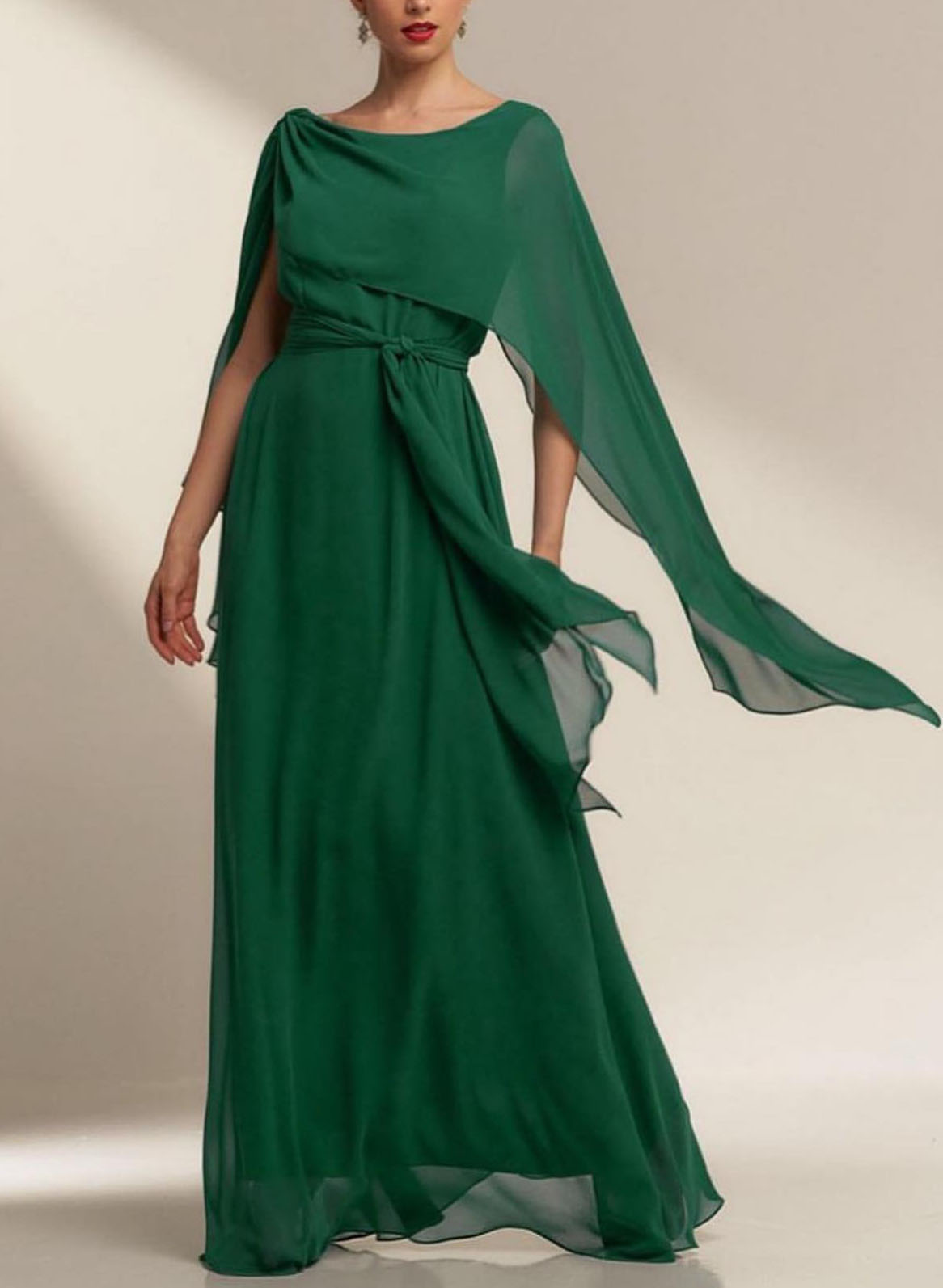 Elegant Wrap Chiffon A-Line Evening Dresses