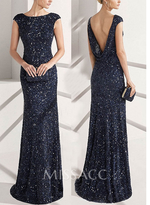 Sheath/Column Scoop Neck Velvet Sequin(Slight Stretch) Evening Dresses Sheath/Column Scoop Neck Velvet Sequin(Slight Stretch) Evening Dresses