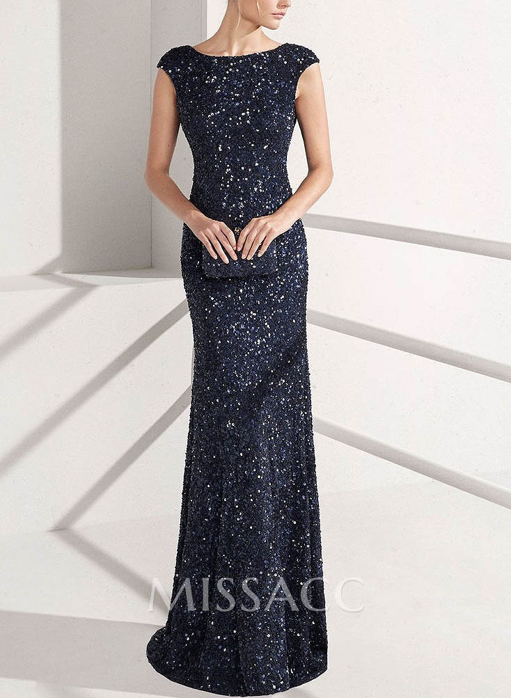Sheath/Column Scoop Neck Velvet Sequin(Slight Stretch) Evening Dresses Sheath/Column Scoop Neck Velvet Sequin(Slight Stretch) Evening Dresses
