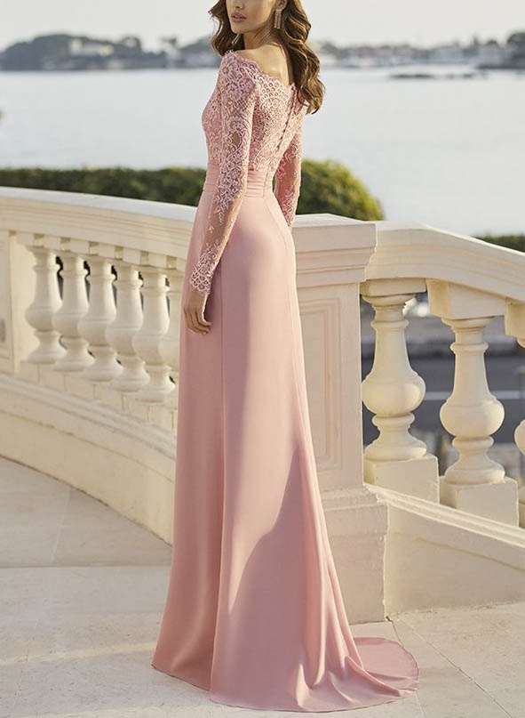 Lace Elegant Long Sleeves A-Line Evening Dresses