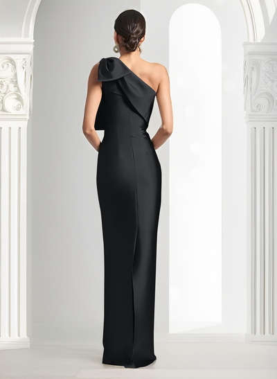 Sheath/Column One-Shoulder Satin Evening Dresses With Bow(s)