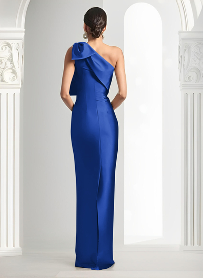 Sheath/Column One-Shoulder Satin Evening Dresses With Bow(s)