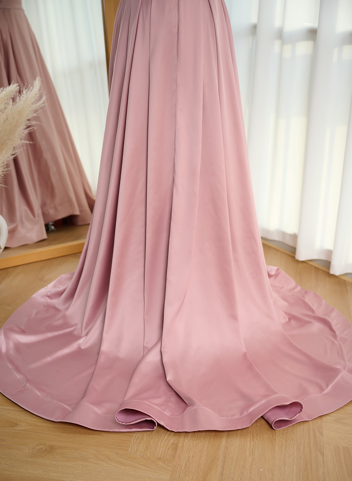 A-Line Sleeveless Sweep Train Charmeuse Evening Dresses With Split Front