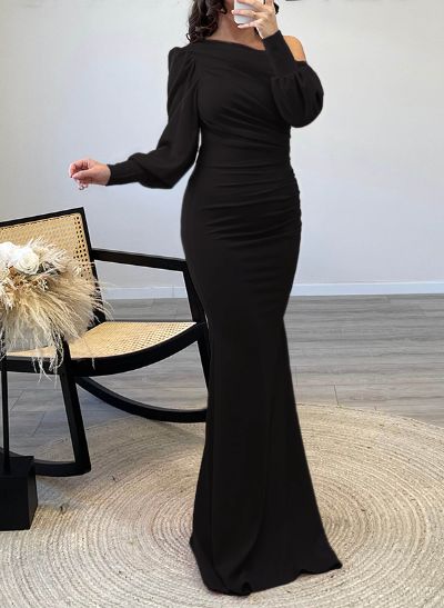 Cold Shoulder Long Sleeves Trumpet/Mermaid Simple Evening Dresses