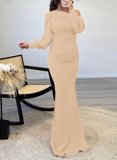 Cold Shoulder Long Sleeves Trumpet/Mermaid Simple Evening Dresses