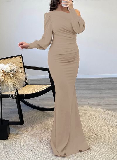 Cold Shoulder Long Sleeves Trumpet/Mermaid Simple Evening Dresses