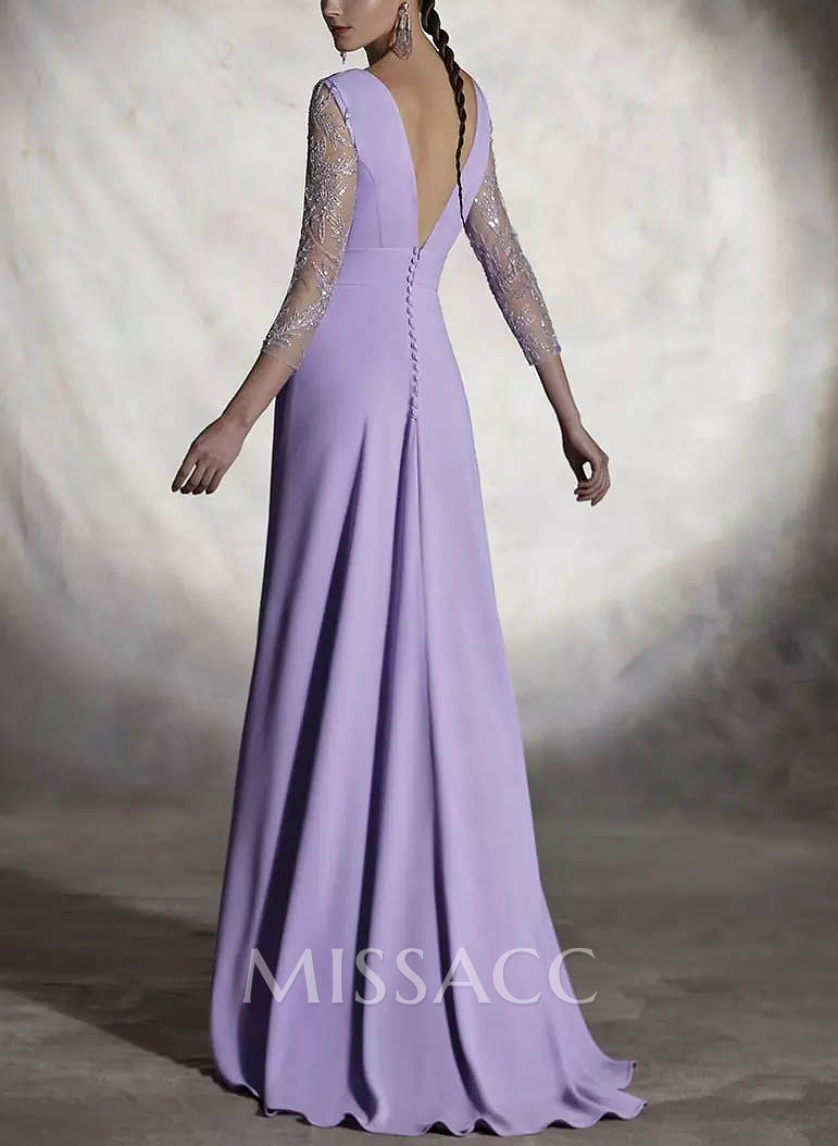 Jumpsuit/Pantsuit V-Neck Lace Sleeves Evening Dresses Jumpsuit/Pantsuit V-Neck Lace Sleeves Evening Dresses