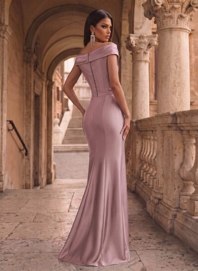 Cap Shoulder Sheath/Column Cascading Ruffles Evening Dresses