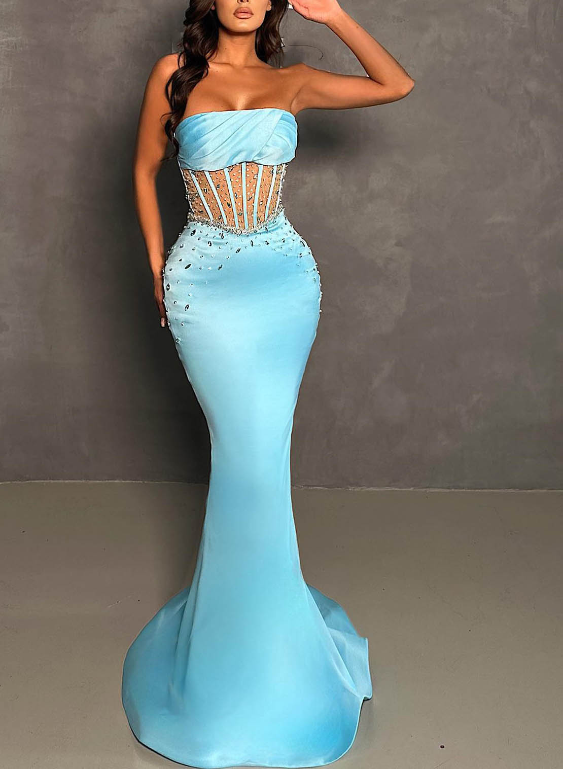Sexy Sparkly Strapless Trumpet/Mermaid Prom Dresses