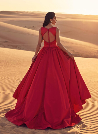 Square Neckline Satin A-Line Evening Dresses