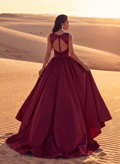 Square Neckline Satin A-Line Evening Dresses