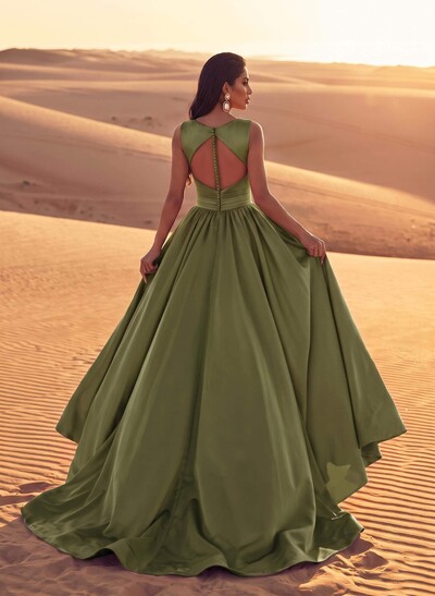 Square Neckline Satin A-Line Evening Dresses