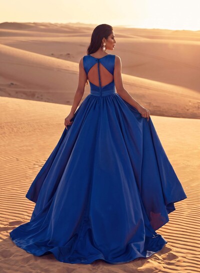 Square Neckline Satin A-Line Evening Dresses