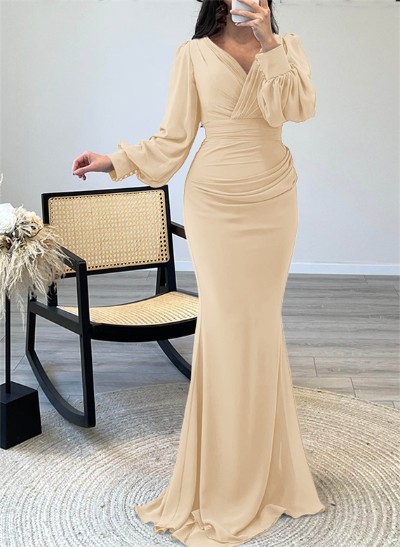 V-Neck Trumpet/Mermaid Long Sleeves Mother Of The Bride Dresses